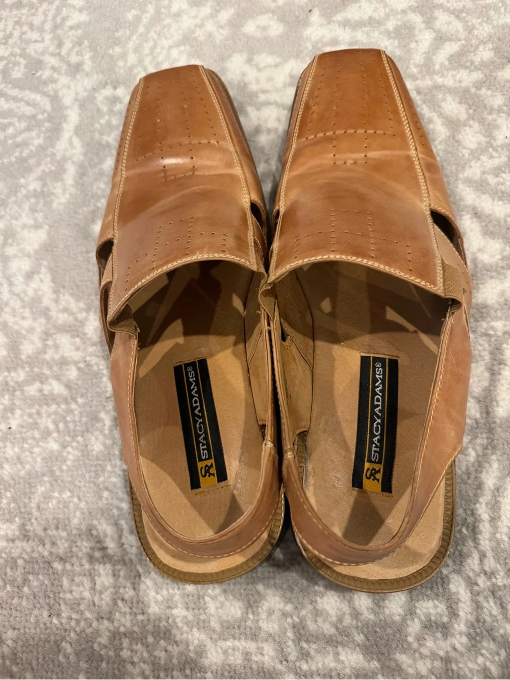 STACY ADAMS Brown Closed Toe Slingback Leather Sandals Shoes Men US 11.5 M